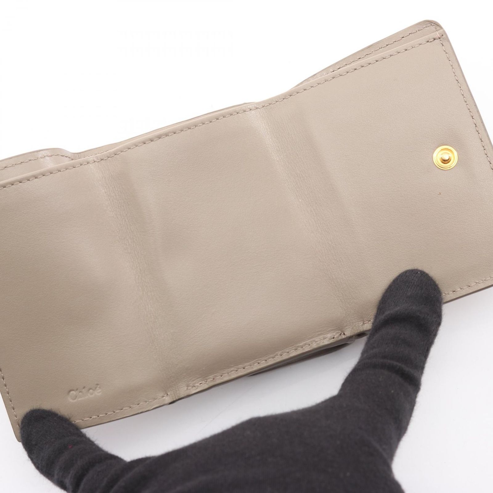  クロエ Chloe 三つ折り財布 ABY アビー グレージュ レザー 三つ折財布 レディース B 二つ折り財布 折り財布