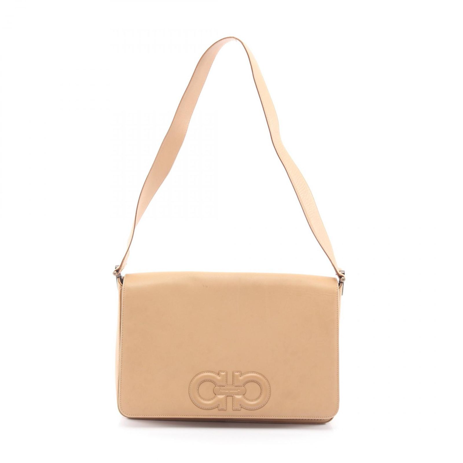 サルヴァトーレフェラガモ Salvatore Ferragamo ショルダーバッグ ダブルガンチーニ ベージュ レザー ガンチーニ ワンショルダー レディース A