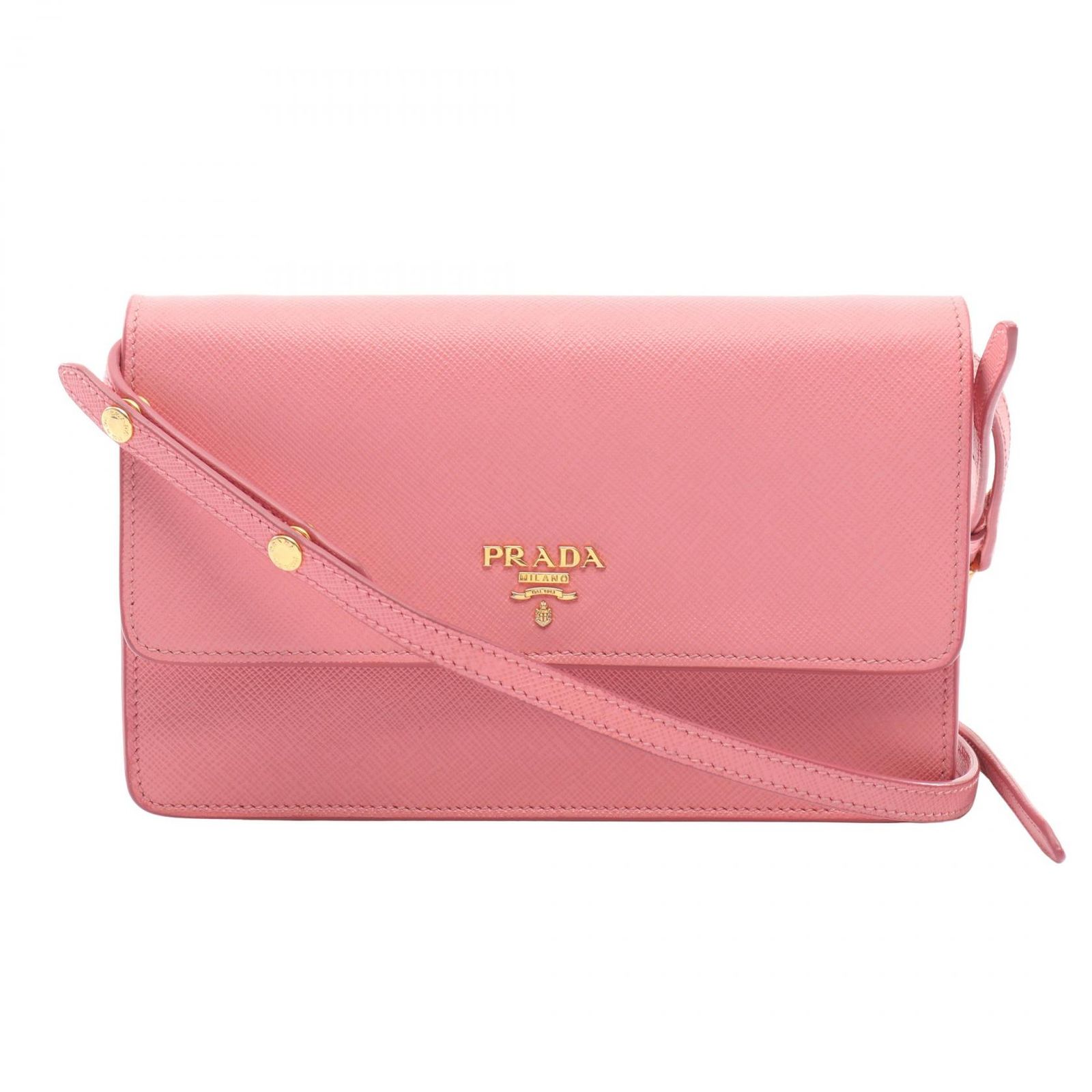 プラダ PRADA ショルダーバッグ ピンク サフィアーノレザー ロゴ レディース B