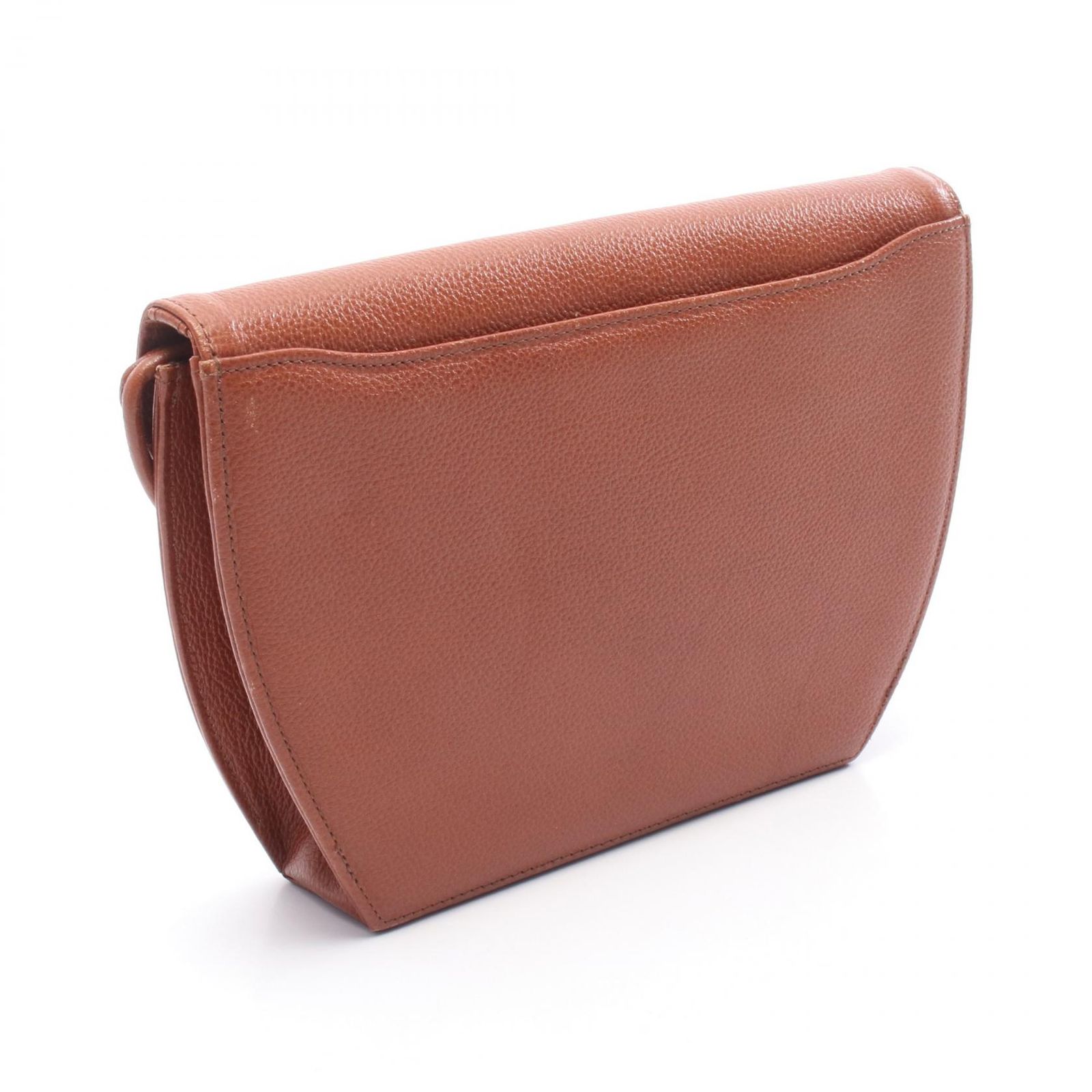 イヴ サンローラン YVES SAINT LAURENT ショルダーバッグ ブラウン レザー トライアングルロゴ ショルダーバック レディース B