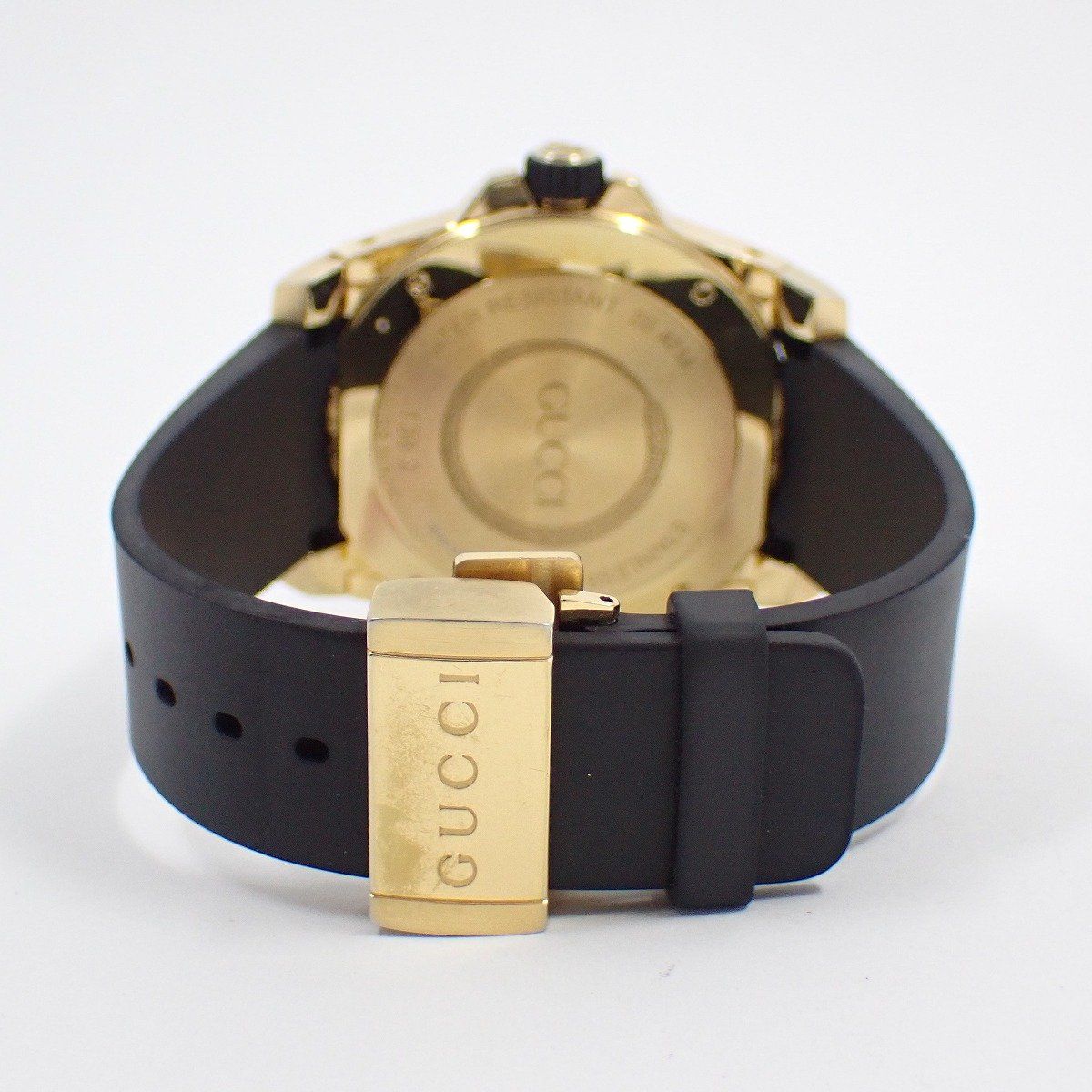  グッチ 136.2 ダイヴ 200 M防水 クォーツ メンズ 腕時計 ゴールドGP スネーク文字盤 ラバーベルト 腕時計(クォーツ) 腕時計(アナログ)