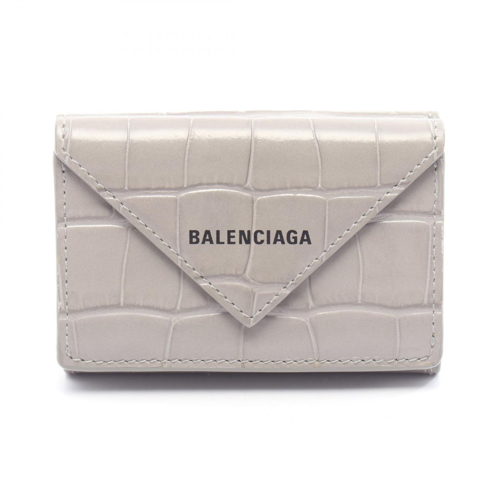 バレンシアガ 三つ折り財布 ペーパーミニウォレット 391446 グレー レザー 三つ折財布 レディース B