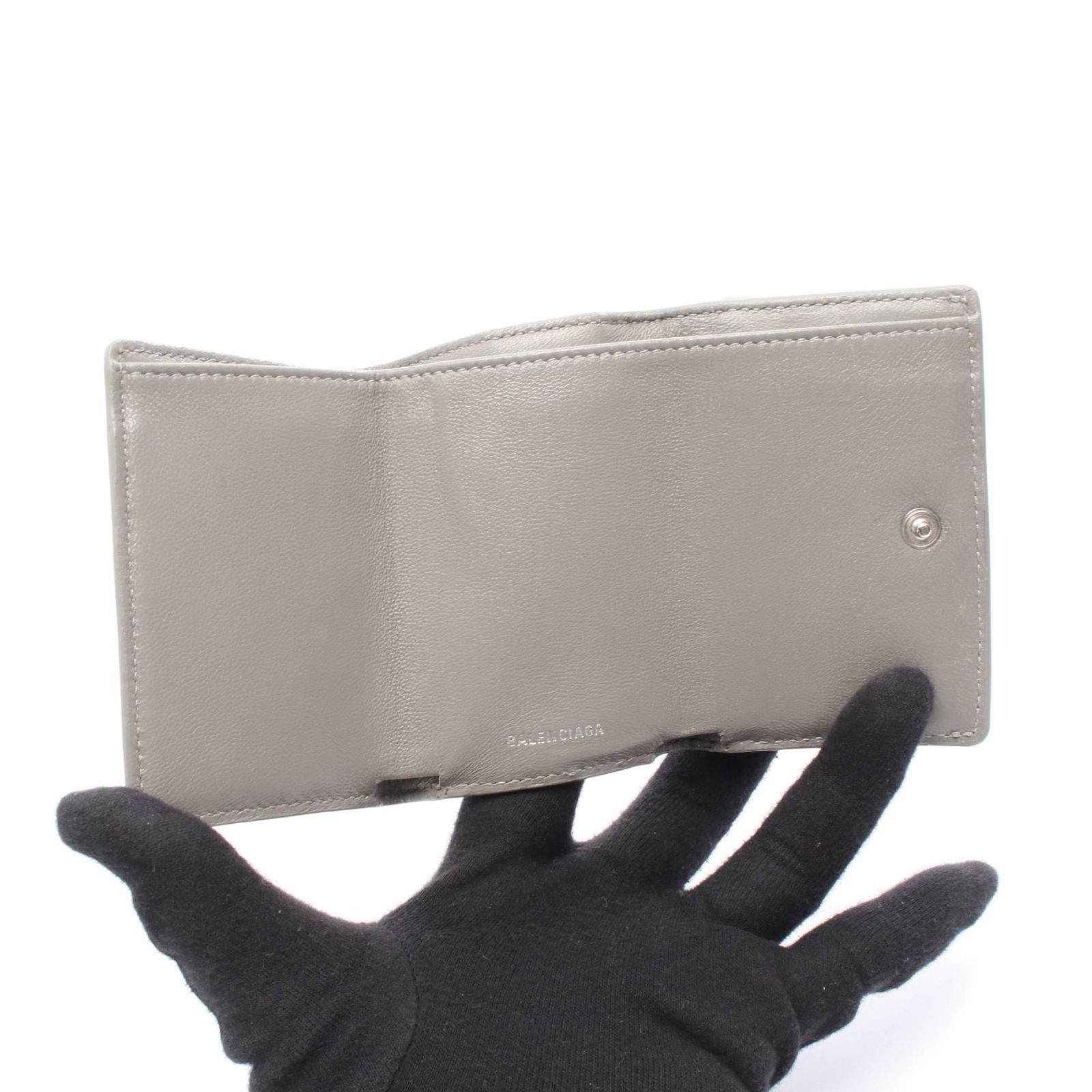  バレンシアガ 三つ折り財布 ペーパーミニウォレット 391446 グレー レザー 三つ折財布 レディース B 二つ折り財布 折り財布