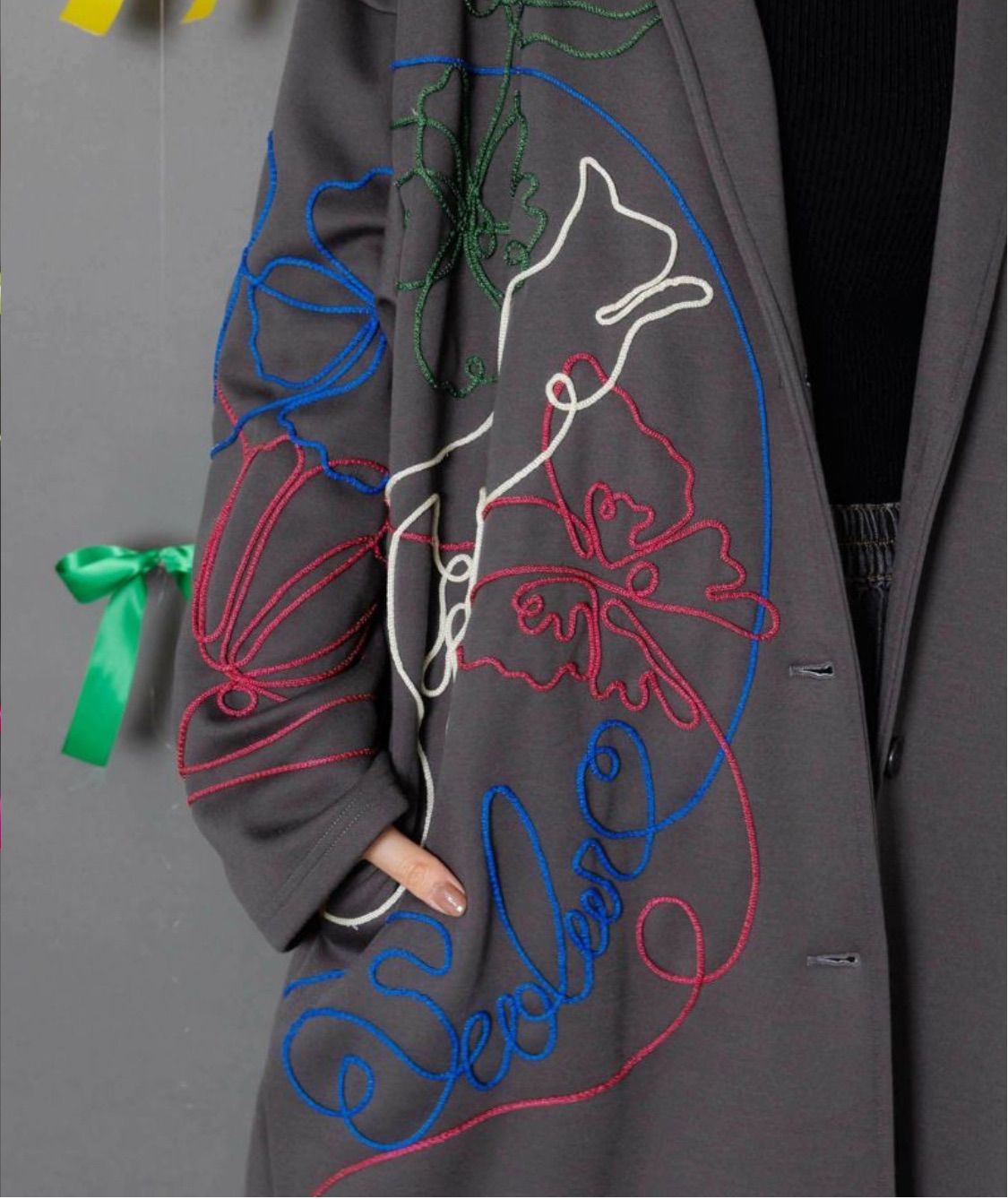  153762 サイン風コード叩き付け ツイル起毛×ボアロングコート ロングコート ジャケット アウター