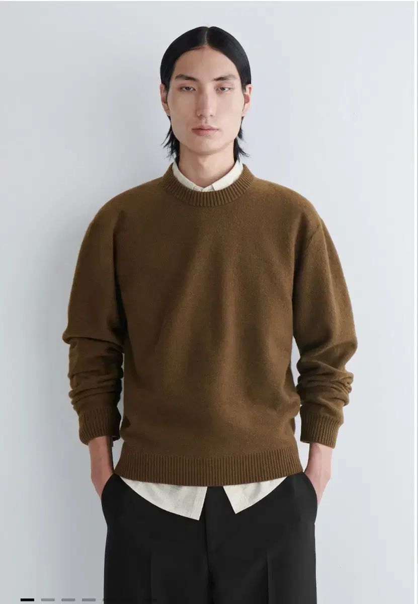 XL COSコス ルメール맛 ボイルドウール クルーネックスセーター ブラウン