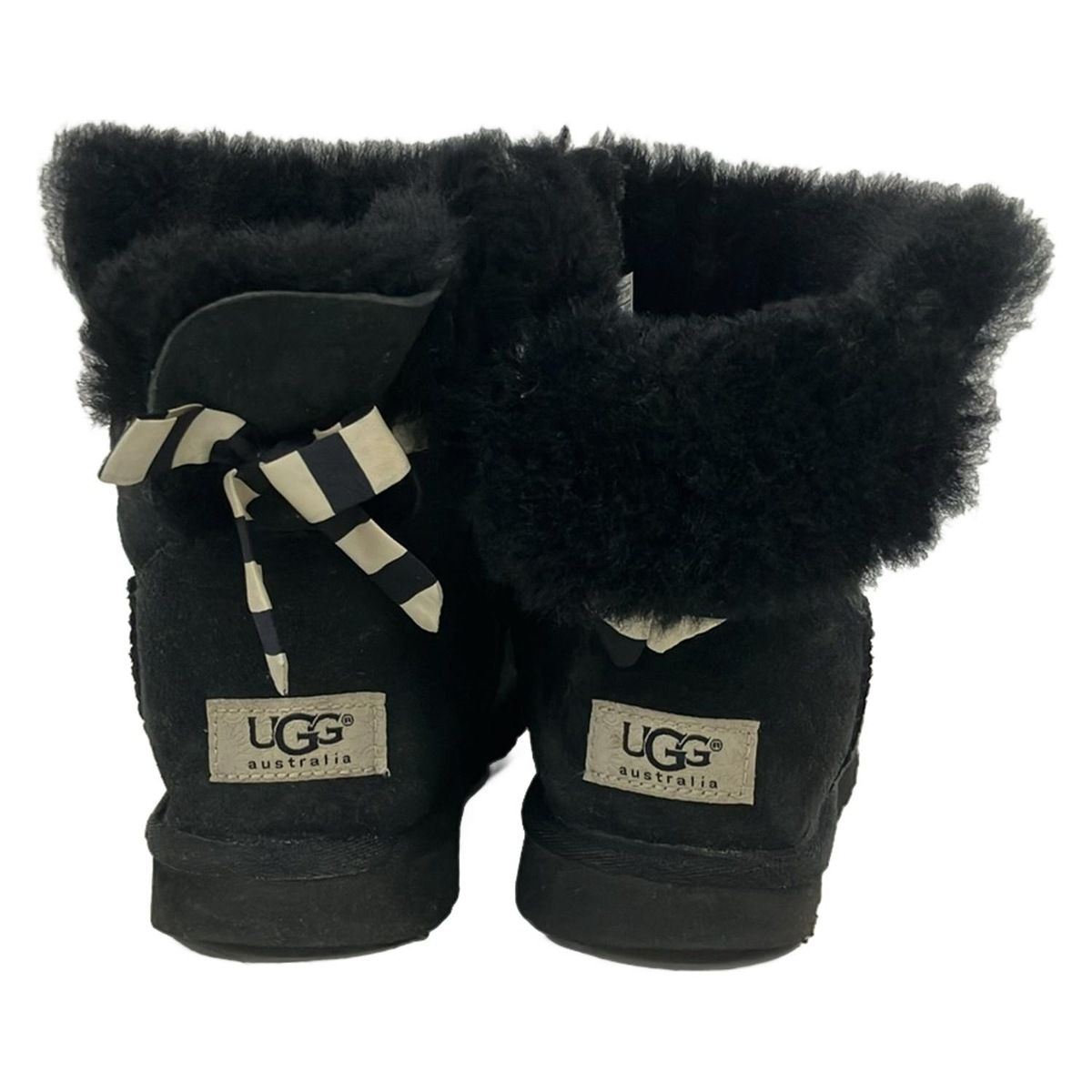 UGG(アグ) ショートブーツ 23 レディース ミニベイリーボウ ストライプ