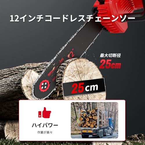 ナウィン 充電式チェーンソー 12インチチェーンソー 大容量4 0 ahバッテリー ガイドバー300 mm ブラシレスモーター 自動給油 ブレーキ機能付きバッフル 伐採 枝払い 枝打ち 薪作り 庭木の剪定 安全設計 PSE認証済み 収納ケース f 340 cd 7 b