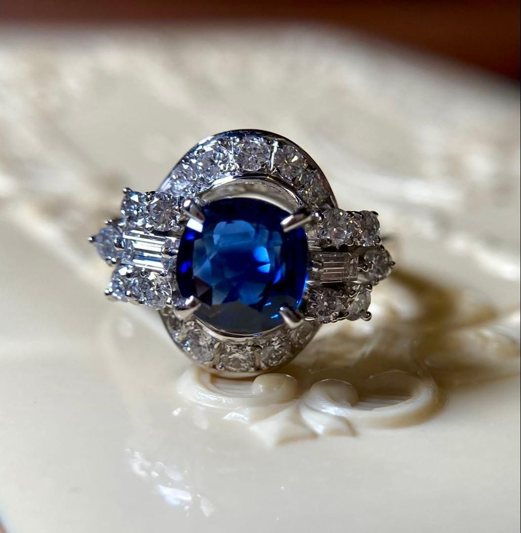 pt 900 三越ブランド 非加熱ロイヤルブルーサファイア1.96 ct 指輪