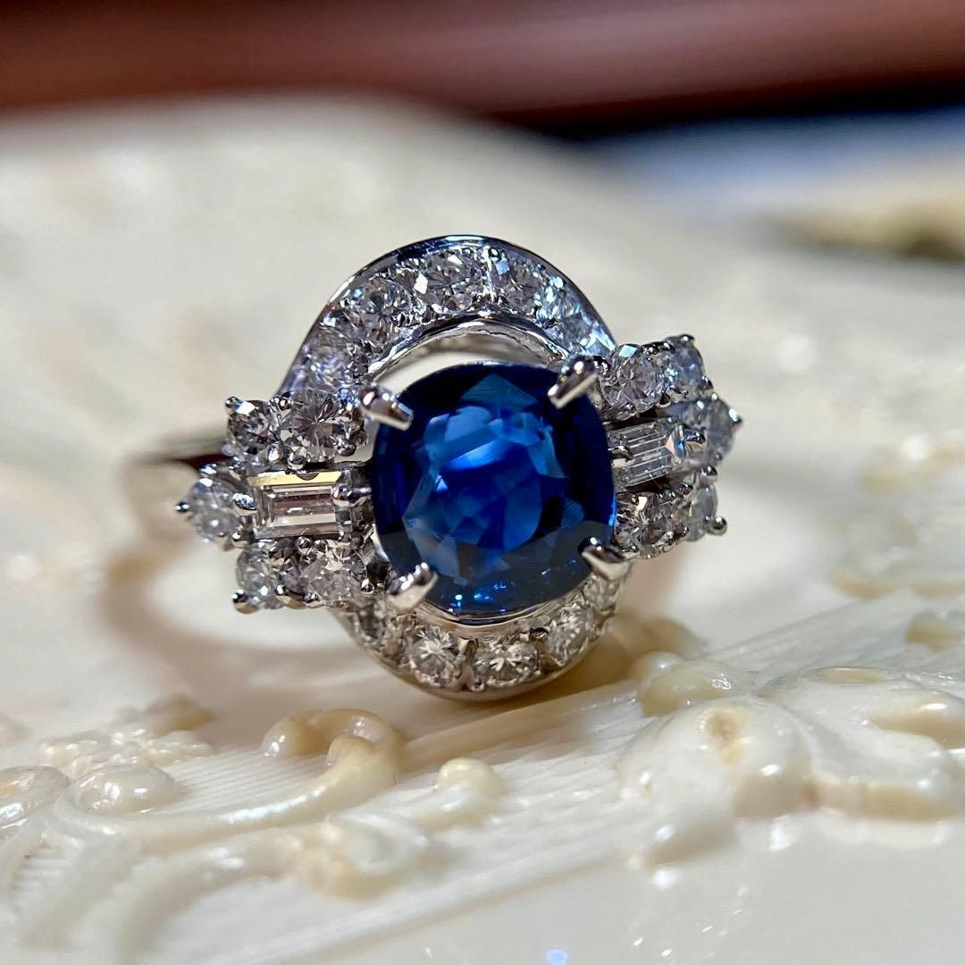 pt 900 三越ブランド 非加熱ロイヤルブルーサファイア1.96 ct 指輪