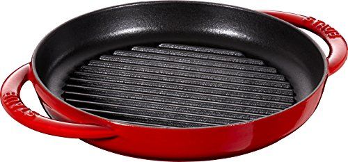 staub ストウブ ピュアグリル ラウンド チェリー 22 cm グリルパン 両手 鋳物 ホーロー IH対応 日本 品 Grill Frying Pan 40511 524 cabed 81 b