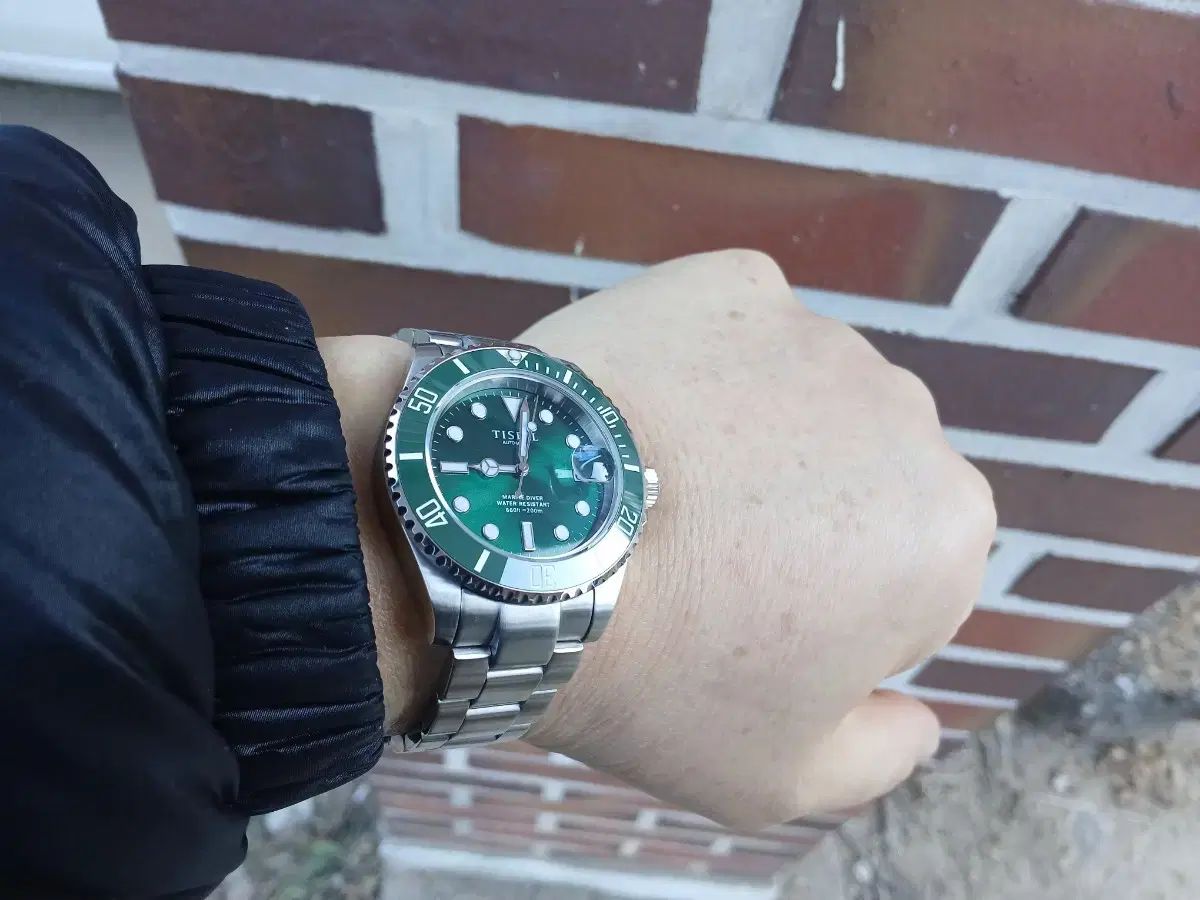  ティセル マリン ダイバー グリーン オートマティック 時計 オケージョン 自動巻き時計 腕時計(アナログ)