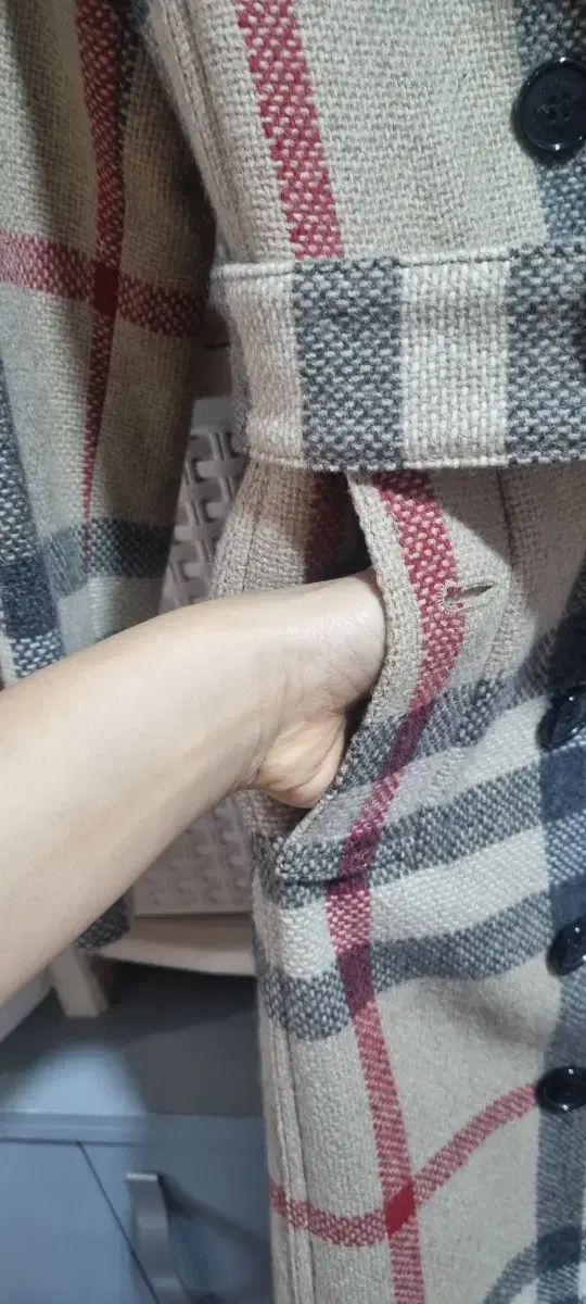 チェックウールダブルボタンコート