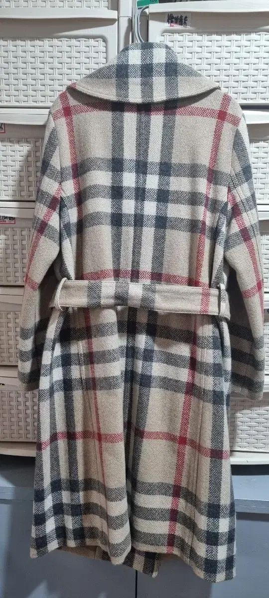 チェックウールダブルボタンコート