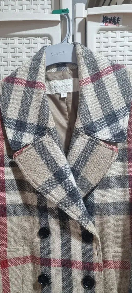 チェックウールダブルボタンコート