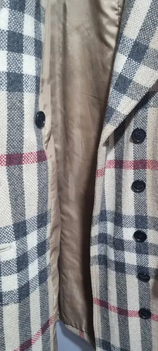 チェックウールダブルボタンコート