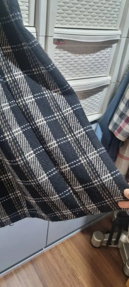 チェックウールダブルボタンコート