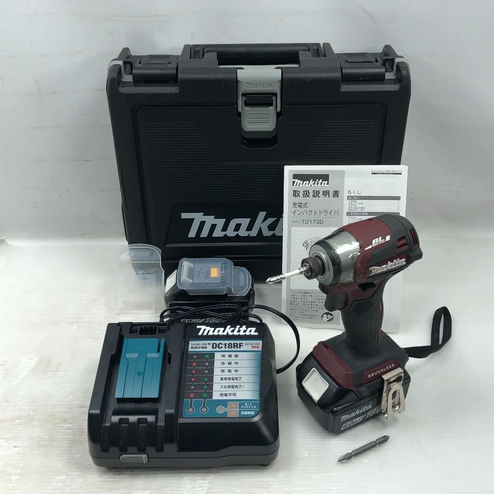 MAKITA マキタ 締め付け工具 インパクトドライバ 充電器 充電池 ケース付 レッド