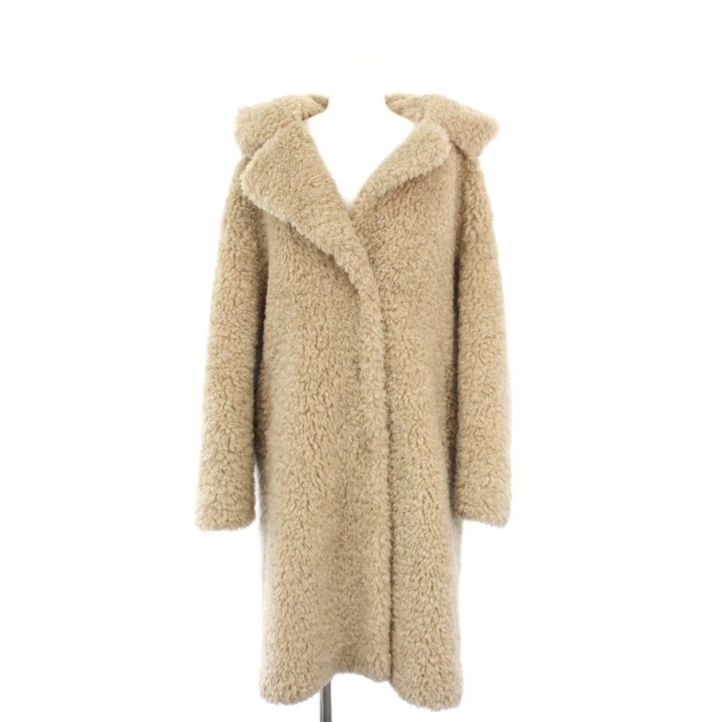 ヘルノ HERNO CURLY FAUX FUR FIT COAT カーリーフェイクファーコート ロング 38 ベージュ GC 0320 D |KH