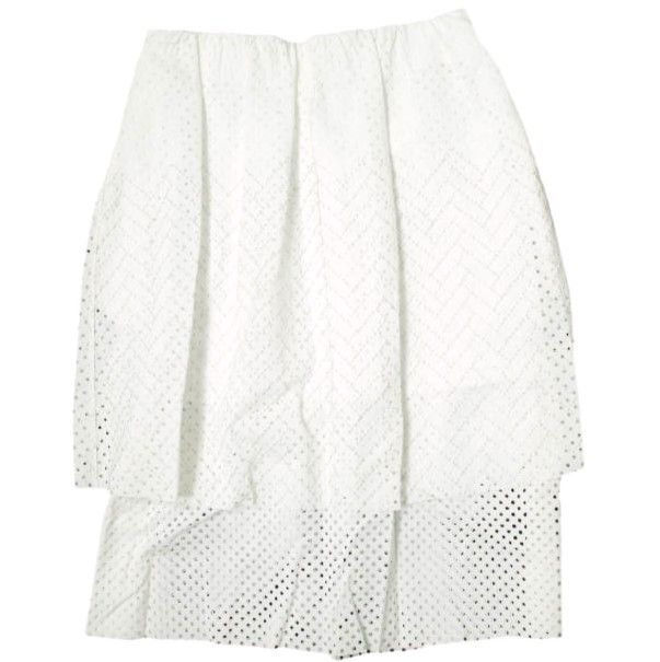 Harikae ハリカエ 日本製 パンチング ポルカドットティアードスカート S WHITE 定価59 400円 ボトムス g 12884