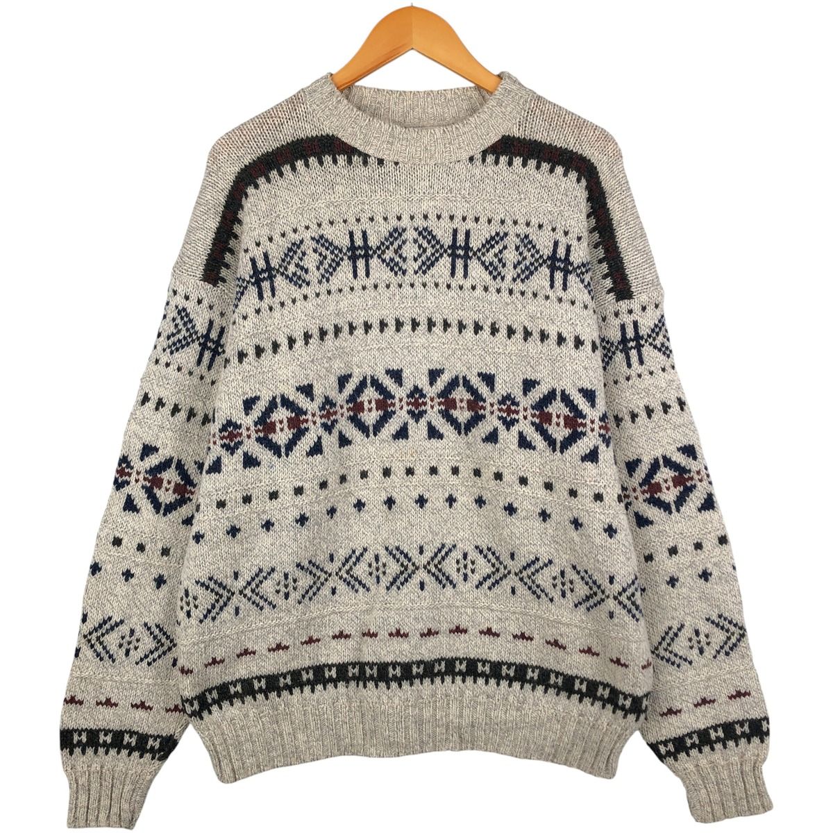 古着 エディーバウアー Eddie Bauer 総柄 ウールニットセーター メンズL相当|eaa 596386