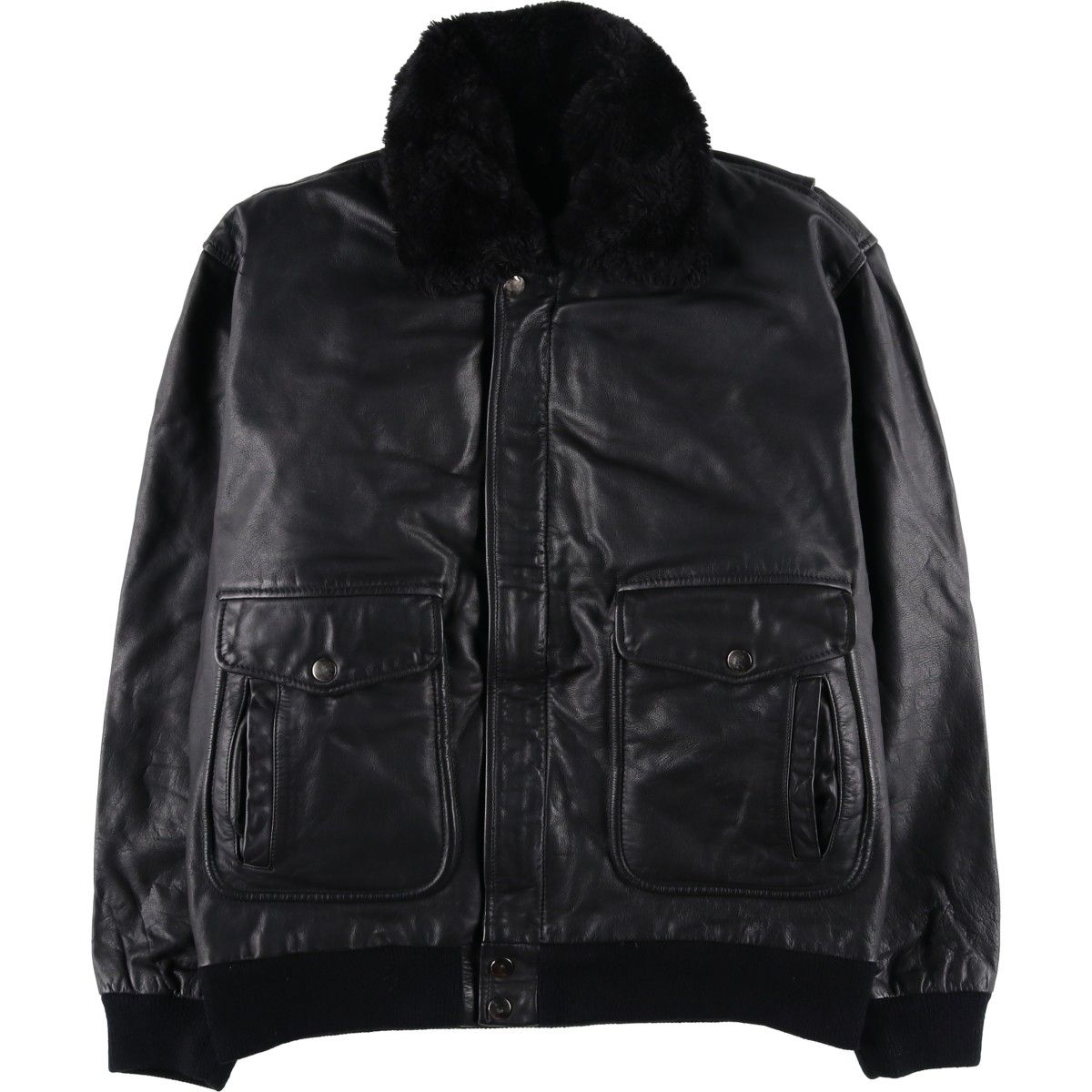 古着 Louis G-1タイプ 中綿入り レザーフライトジャケット メンズL相当|eaa 568261