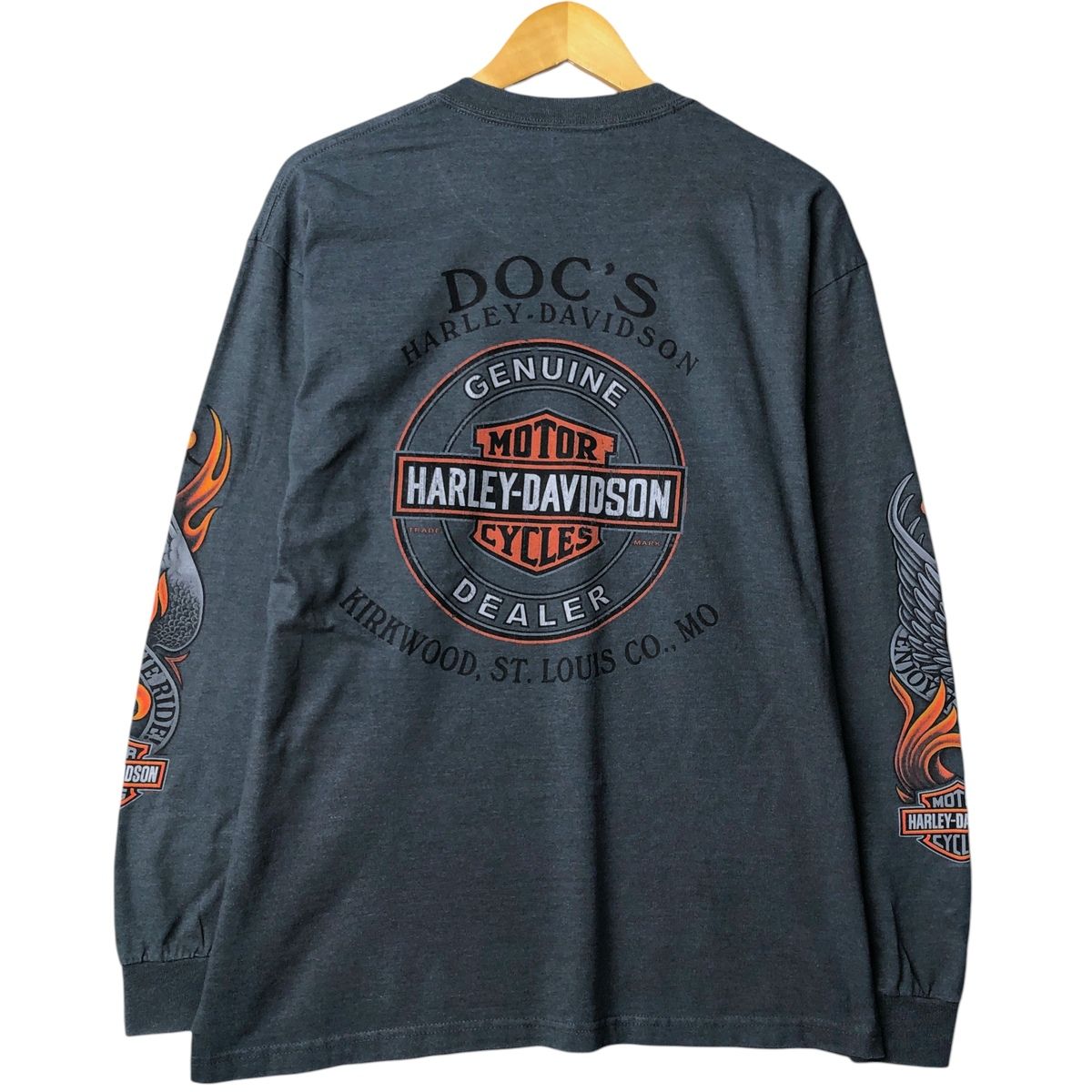 古着 00年代 ハーレーダビッドソン Harley-Davidson ファイヤーパターン ロングTシャツ ロンT メンズL相当|eaa 596482