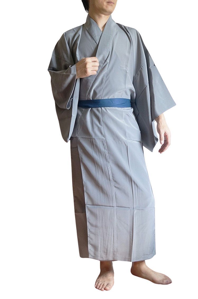 長襦袢 男物 メンズ 洗える長襦袢仕立て上がり S/M/L/LL/3L 男性 着物 肌着 和装小物 インナー じゅばん 和装肌着 きもの　グレイ