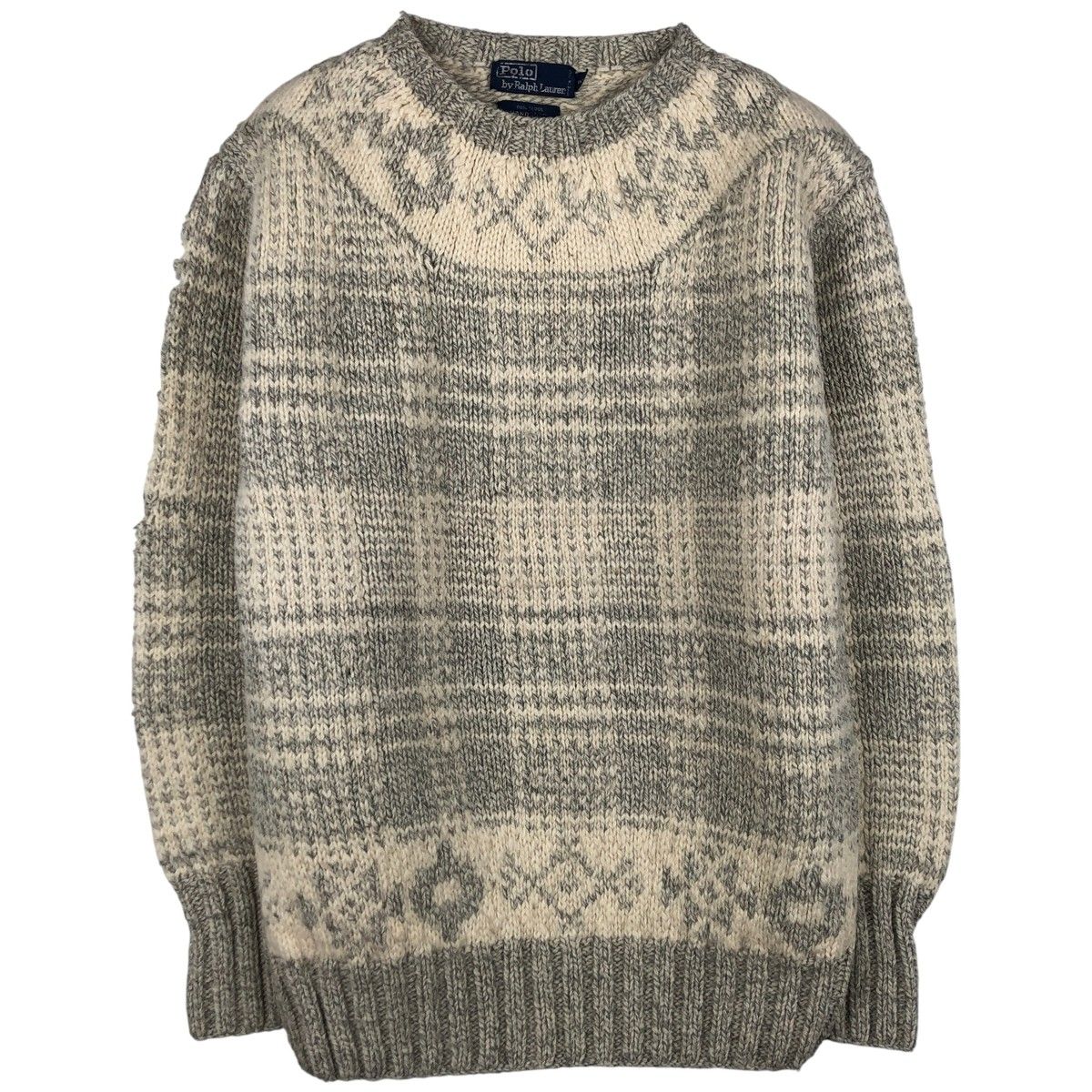 古着 ラルフローレン Ralph Lauren POLO by 総柄 ウールニットセーター メンズM相当|eaa 596387