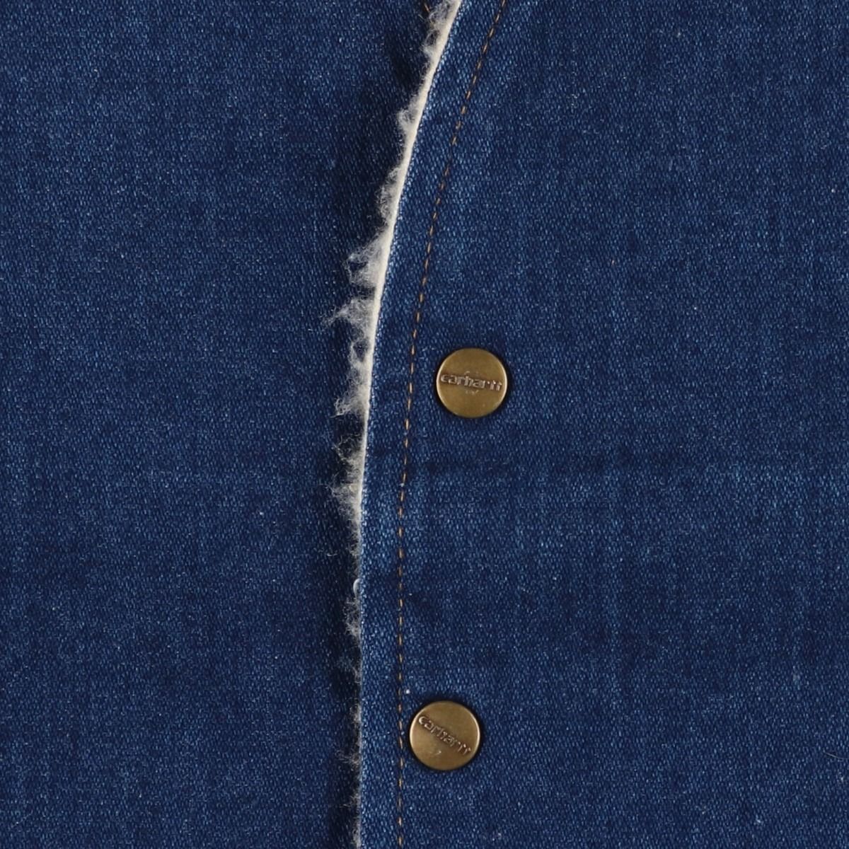 古着 濃紺 80年代 カーハート Carhartt デニムボアベスト USA製 メンズ