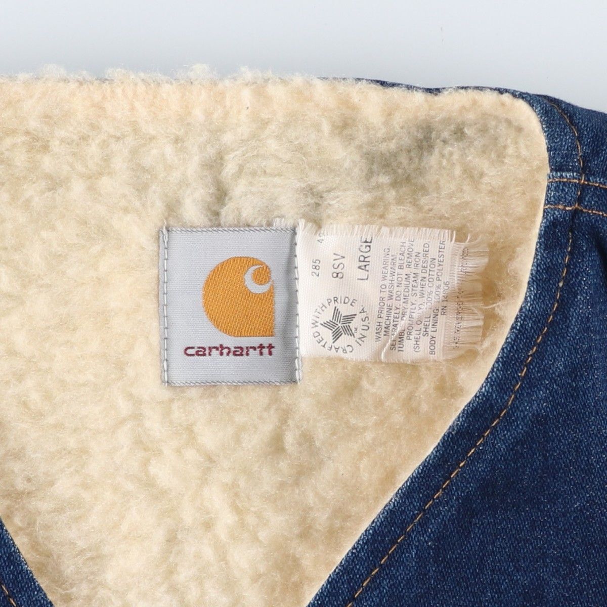 古着 濃紺 80年代 カーハート Carhartt デニムボアベスト USA製 メンズ