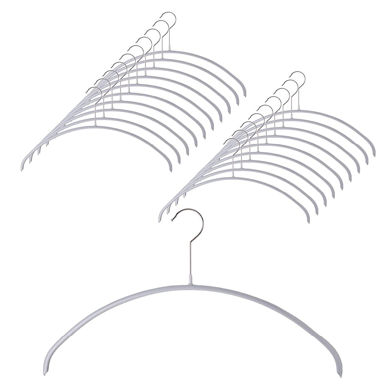 マワ MAWA ハンガー エコノミック40 20本セット シルバー 薄型 省スペース 滑り止めコーティング 丸型ハンガー ニット シャツ ブラウスに最適 360°回転フック 40.5 x 22.5 1.0 cm -20