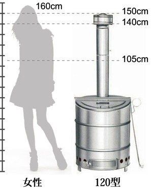 三和式ベンチレーター 家庭用 ステンレス製 焼却炉 120型