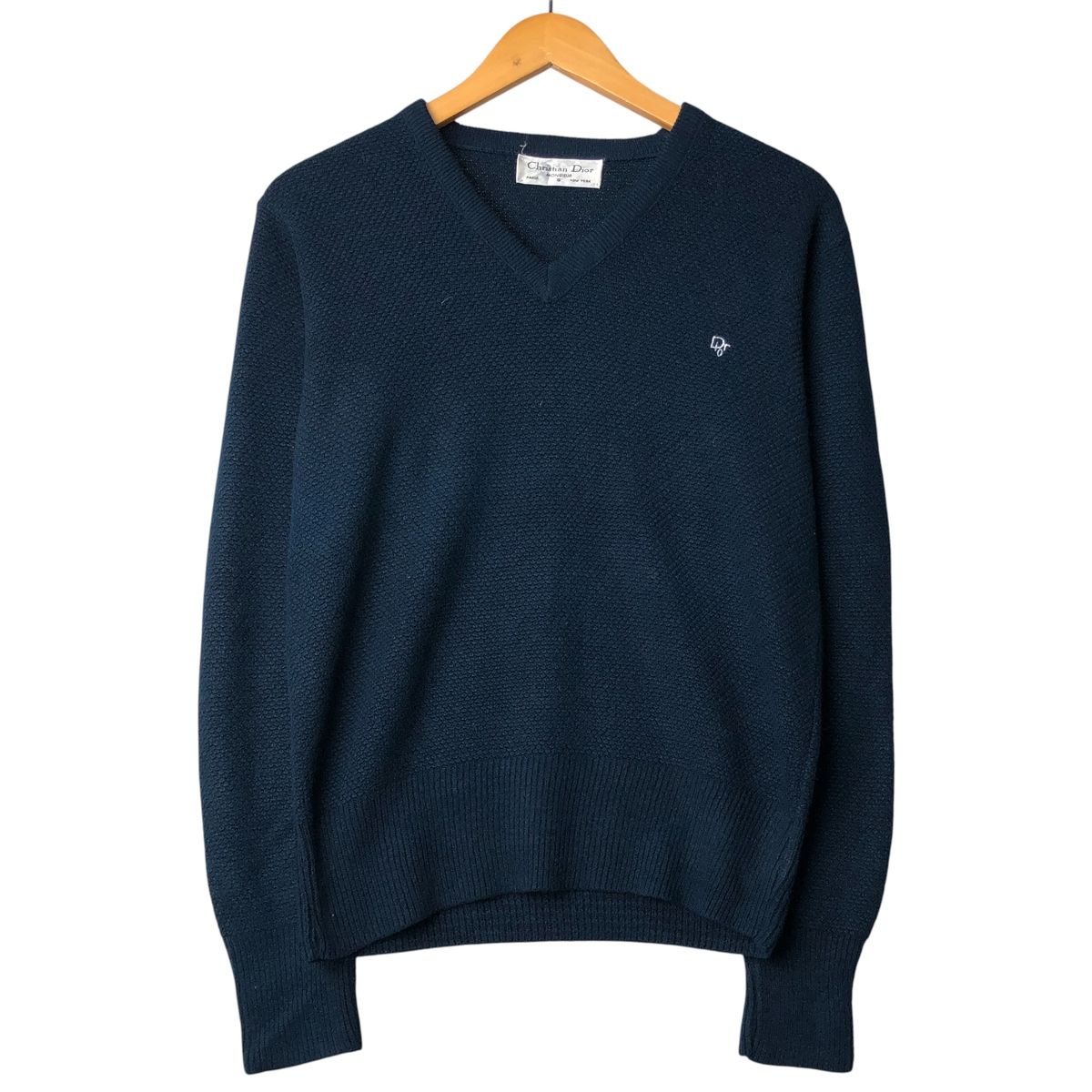 古着 クリスチャンディオール Christian Dior Vネック アクリルニットセーター レディースS相当|eaa 605733
