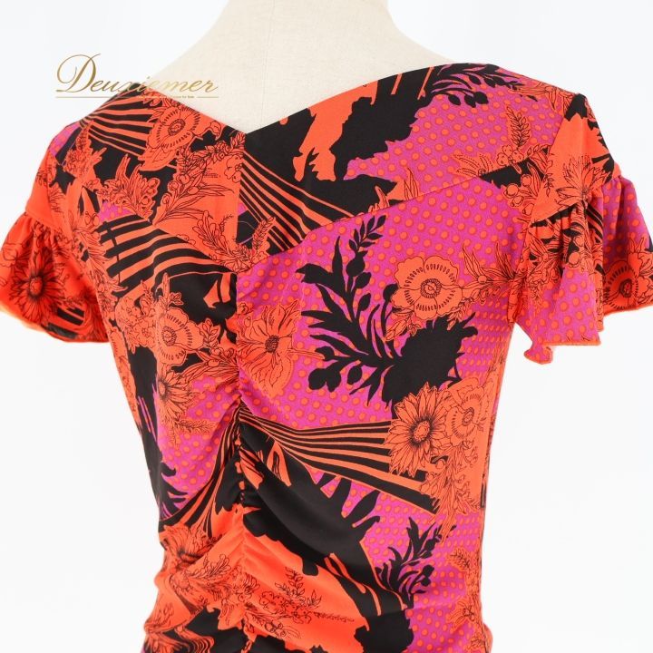 B1638【 DANCE/チャコット】L /花柄/トップス★社交ダンス 社交ダンス 衣装 トップス ブラウス ピンク系 チャコットロイヤル