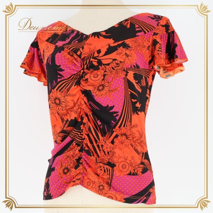 B1646【チャコット】L/赤/花柄/トップス☆社交ダンス B1646【チャコット】L/赤/花柄/トップス☆社交ダンス 社交ダンス