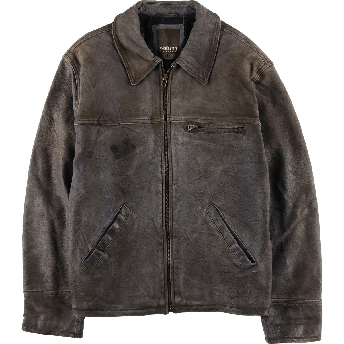 古着 90年代 SERGIO VITTI スイングトップタイプ 中綿入り レザーブルゾン メンズL相当 ヴィンテージ|eaa 566328