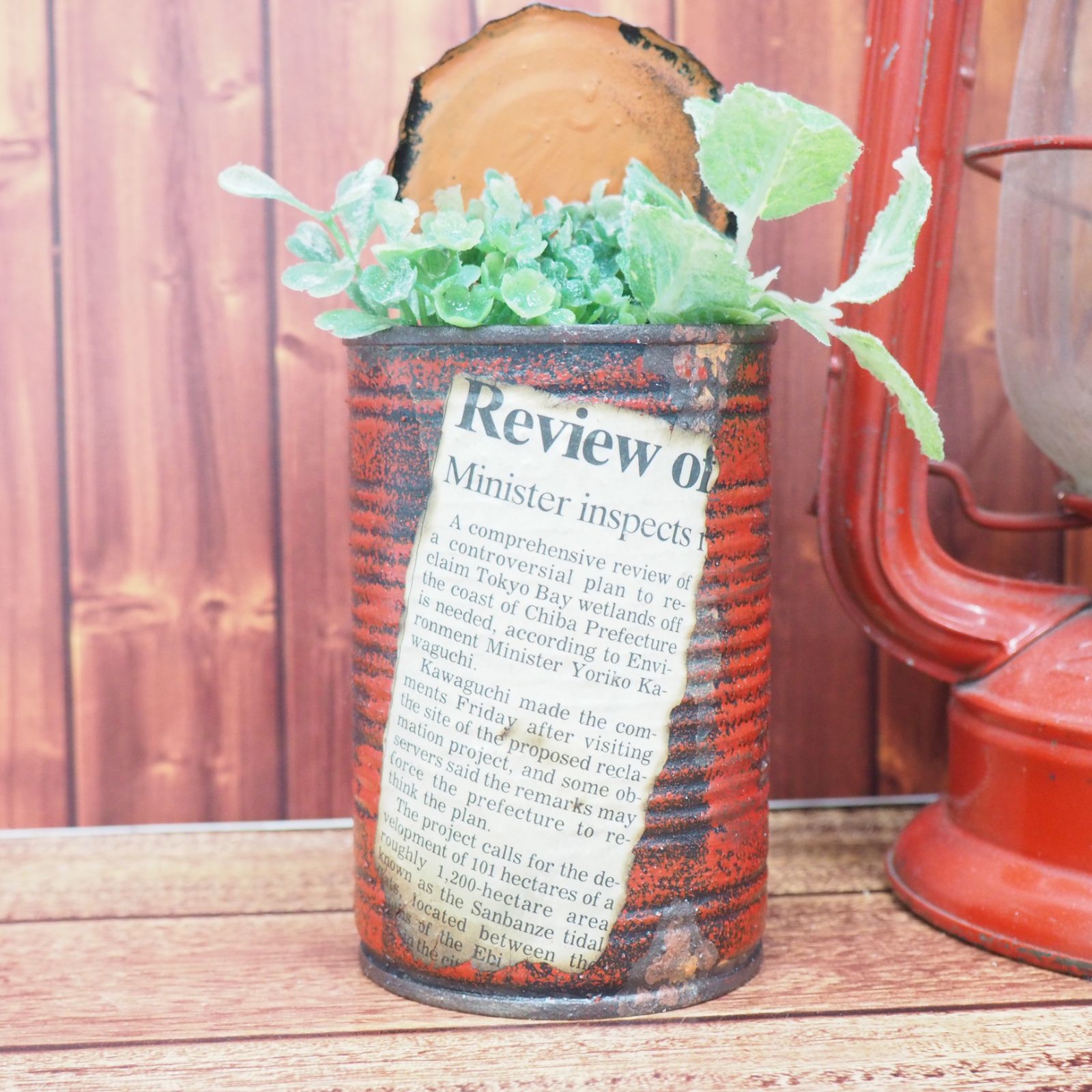 オリジナル リメイク缶 リメ缶【レッド】 多肉植物 アンティーク缶