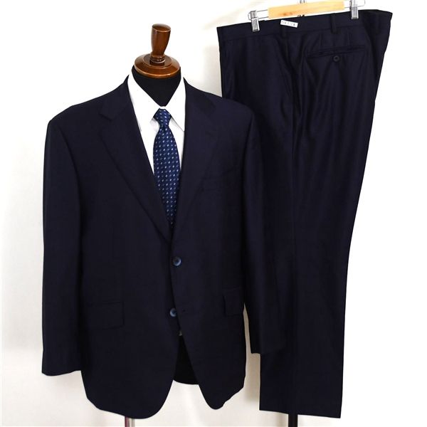 SELFISH 伊製 ゼニア生地 2つボタン シングルスーツ XL BE 6 ダークネイビー チェック 袖口4つ釦 本切羽 107000 夏物 春夏 XA 001 メンズビジネス 202601