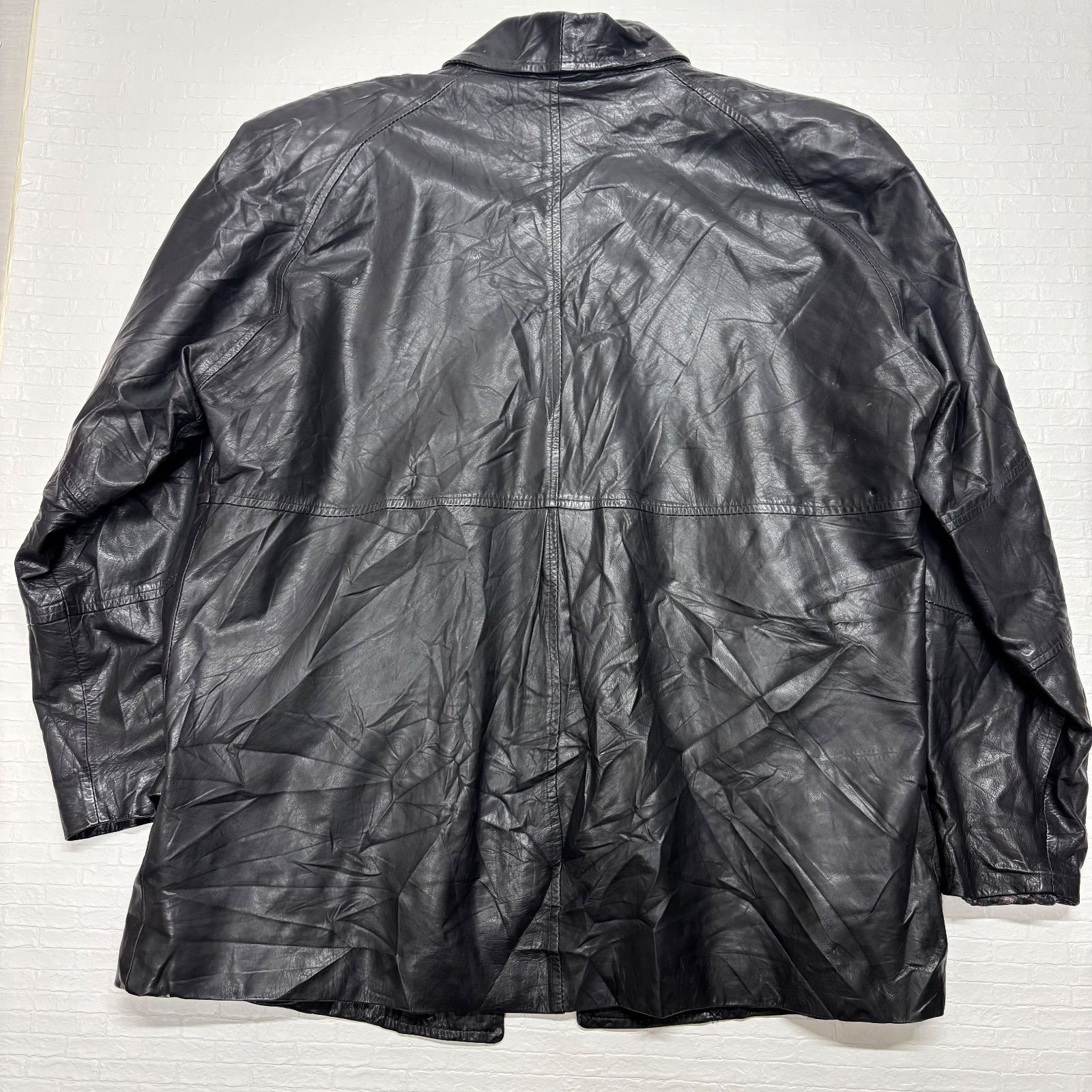 コロンビア製 本革 レザージャケット 黒 変形デザイン ショールカラー 