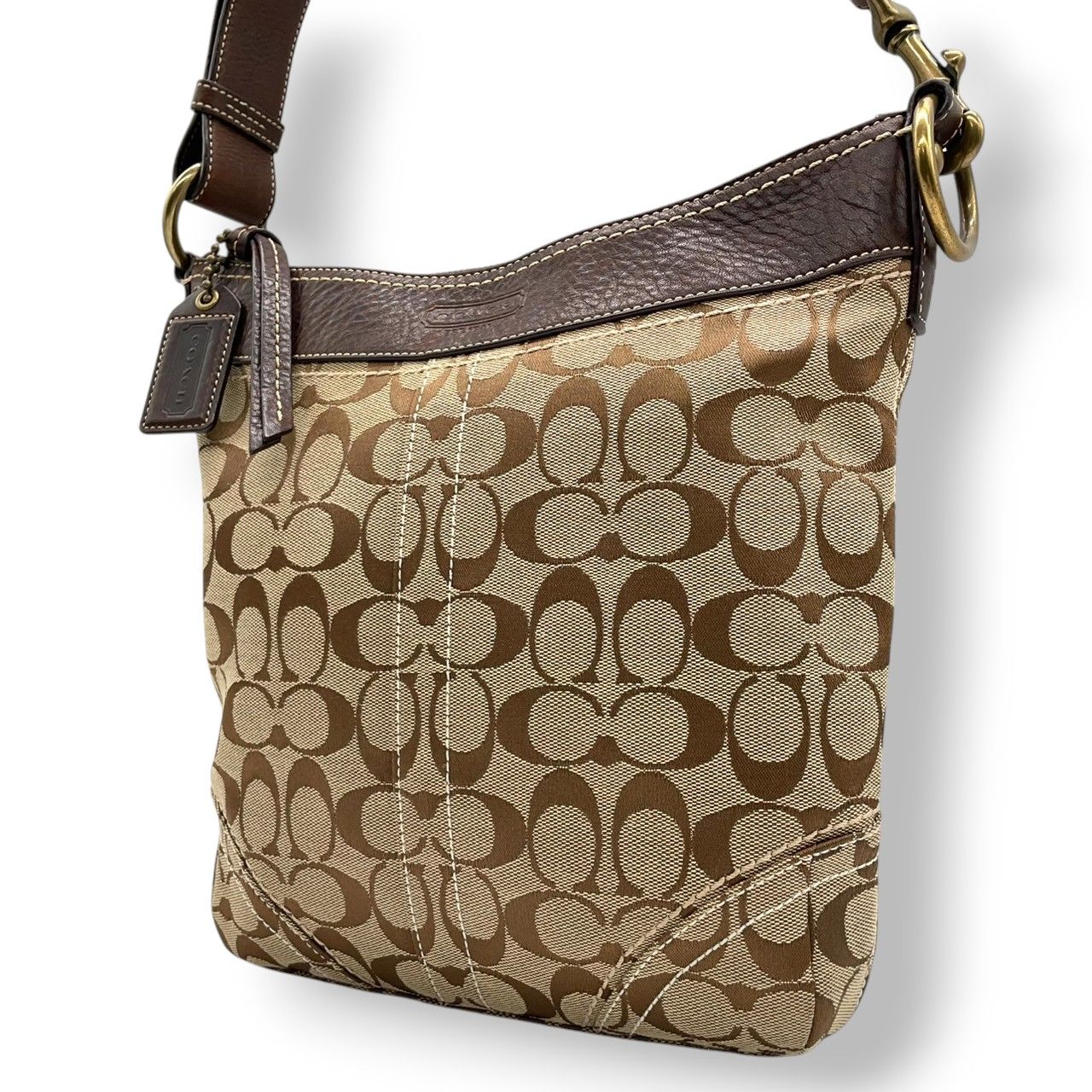 コーチ COACH シグネチャー ショルダーバッグ 斜め掛け クロスボディ ワンショルダー 肩掛け キャンバス レザー ベージュ ブラウン 茶色 ゴールド金具 10403 軽量 カジュアル デイリー レディース 鞄 カバン 通勤 通学 お出かけ s 97