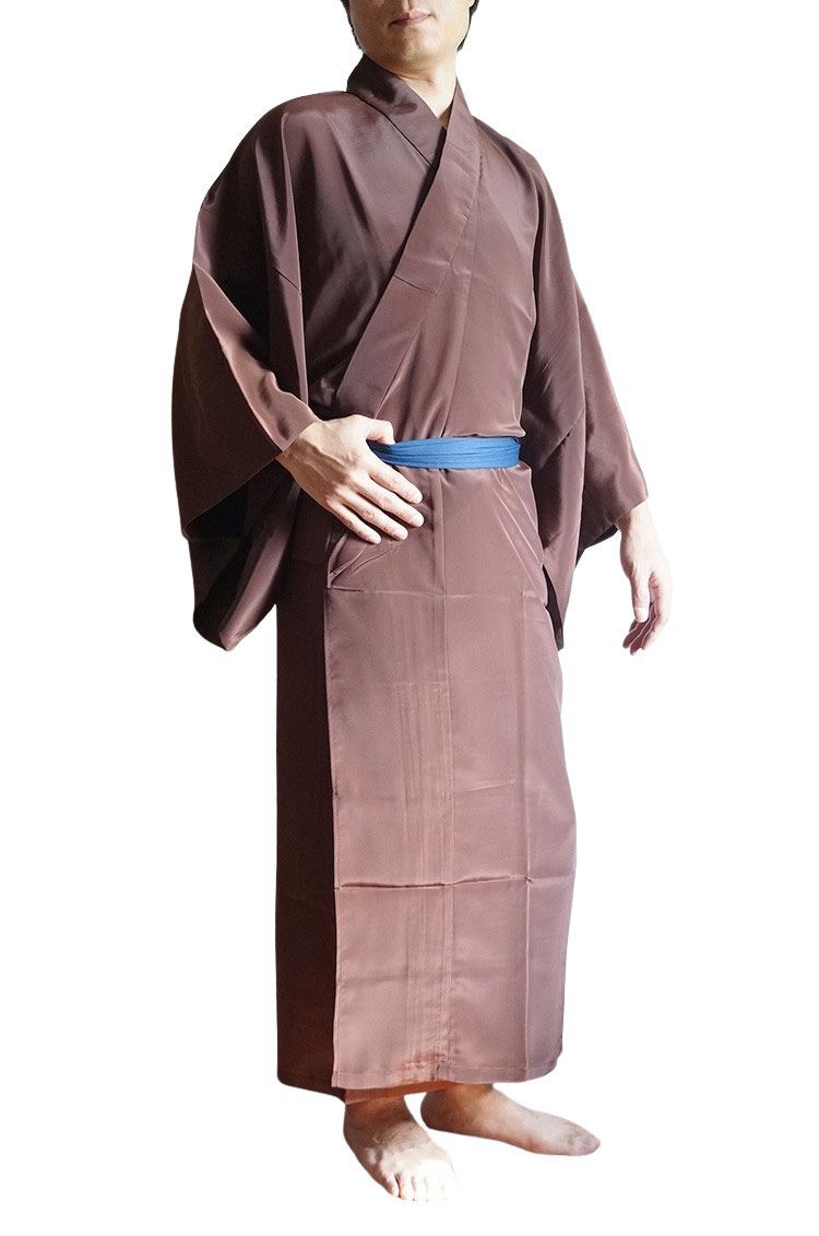 長襦袢 男物 メンズ 洗える長襦袢仕立て上がり S/M/L/LL/3L 男性 着物 肌着 和装小物 インナー じゅばん 和装肌着 きもの　茶 5,040円