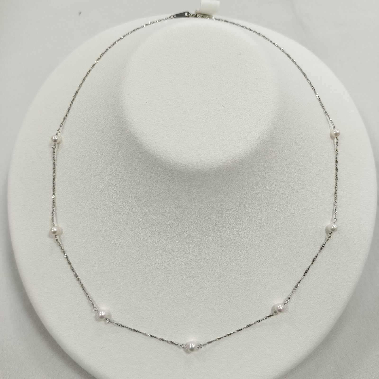 Pt 850 あこや真珠ベビー ステーションネックレス