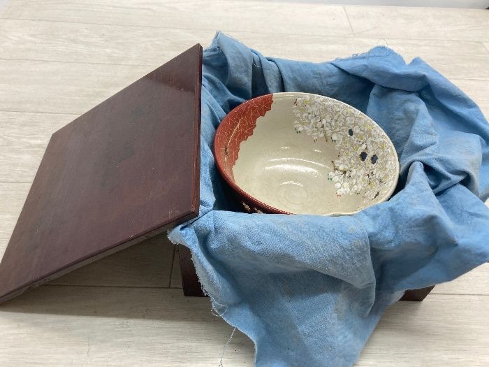 S4 清水焼 菓子鉢 齋藤雲 和食器 陶芸 約18㎝ 長期保管品 現状品