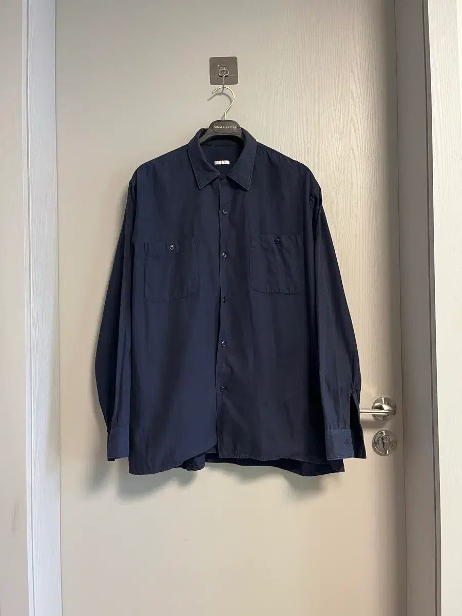 3 コモリ コットンネル シャツ ネイビー