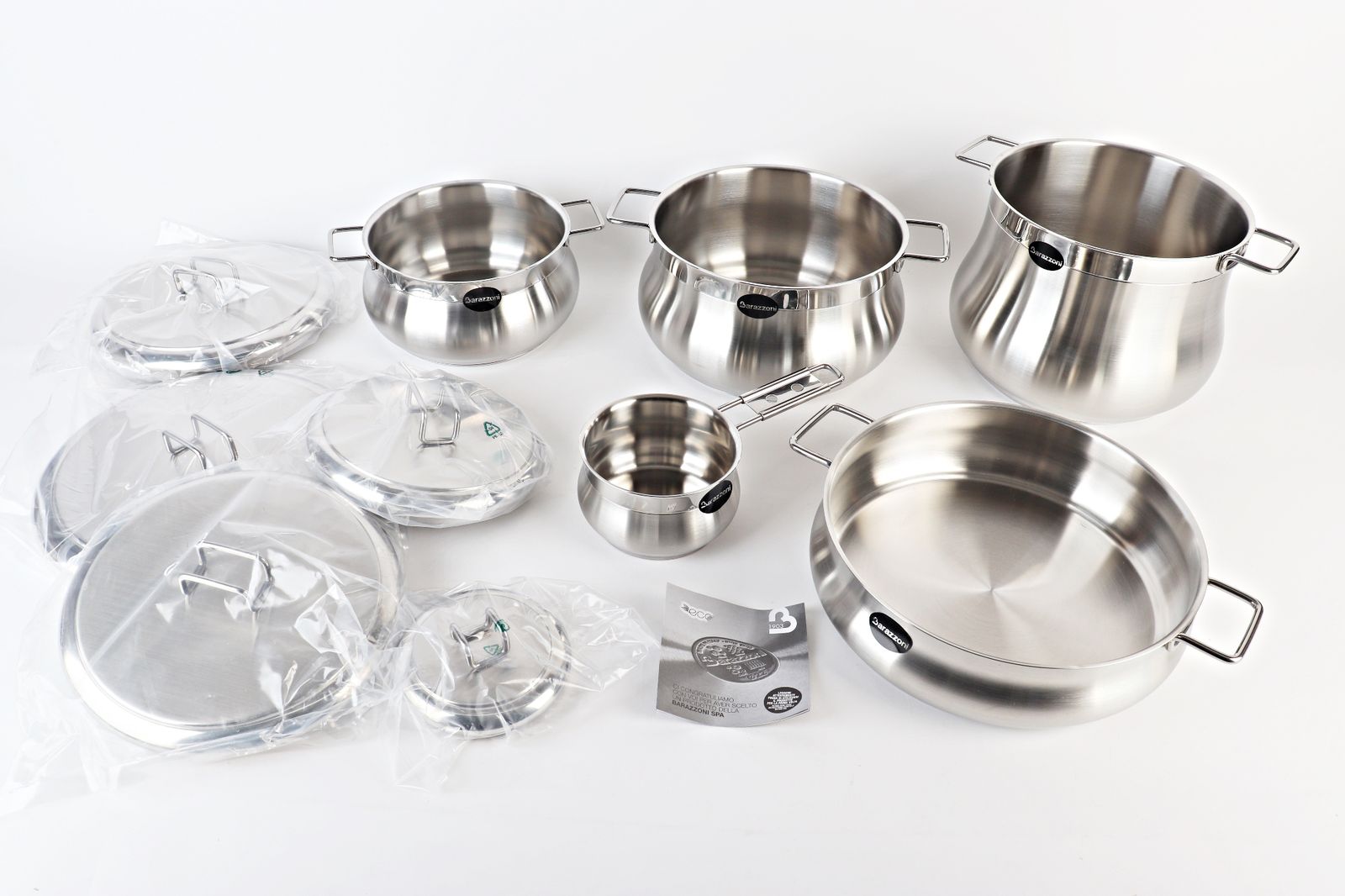 訳あり Barazzoni 鍋 ふた セット 10点 TUMMY 001910 両手鍋 片手鍋 ゾーニ IH 食洗機 展示♥品 R 2512 119