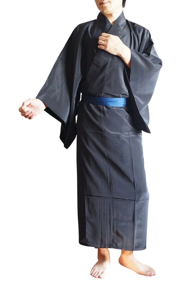 長襦袢 男物 メンズ 洗える長襦袢仕立て上がり S/M/L/LL/3L 男性 着物 肌着 和装小物 インナー じゅばん 和装肌着 きもの 黒