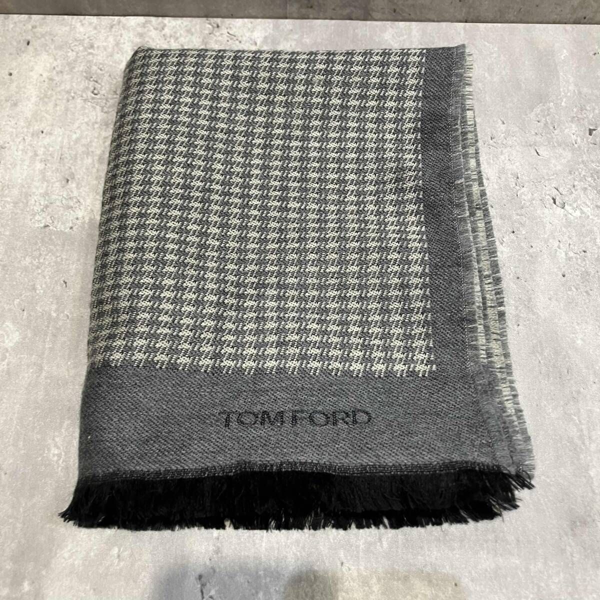 TOMFORD ストール マフラー 千鳥柄 グレー トムフォード