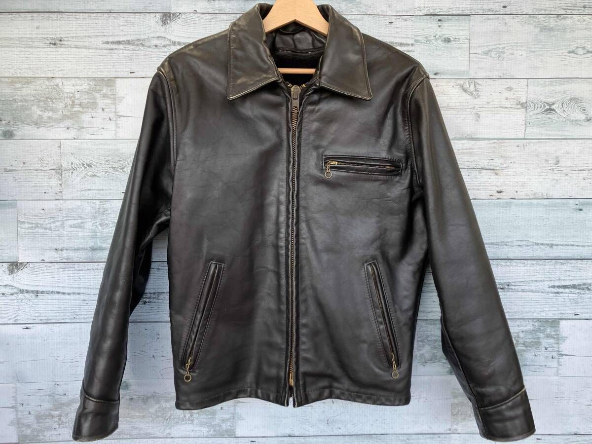 Schott ブラック レザー シングルライダース 38 Schott シングルライダースジャケット ブラック 38 Schott N.Y.C