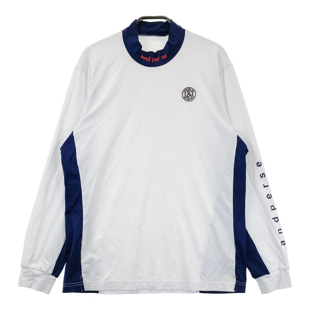 サイズ L AND PER SE アンパスィ 2025年 長袖モックネックTシャツ ホワイト系 ゴルフウェア メンズ ストスト
