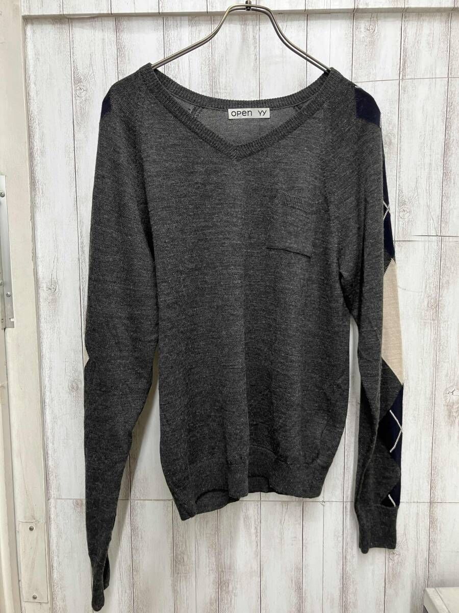 OPEN YY アーガイル 長袖ニット